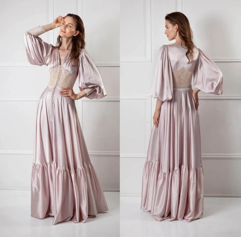 Bata De Boda De Volante De Encaje De Satén Con Cuello En V