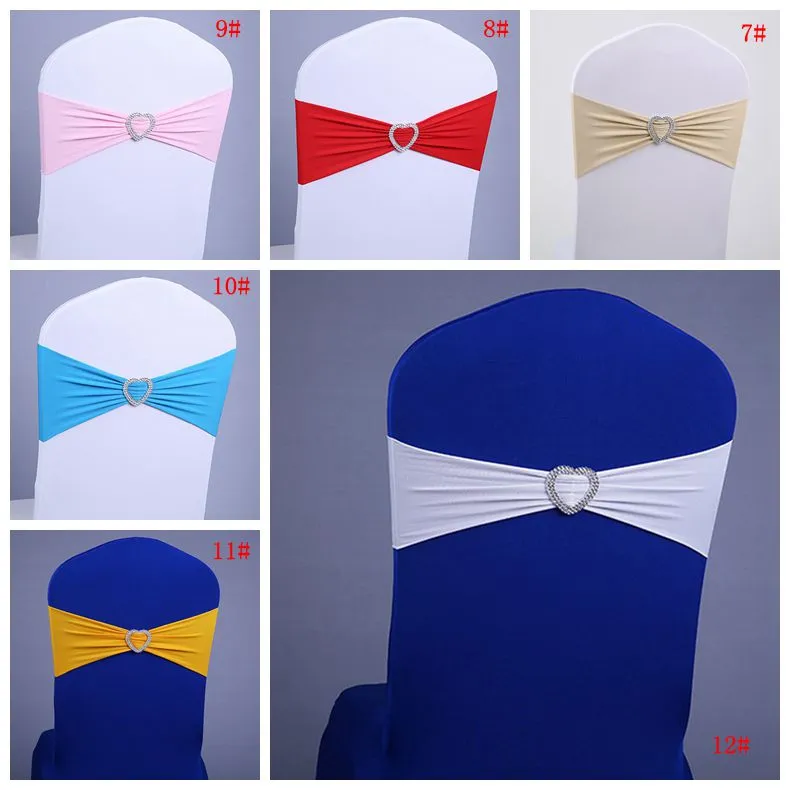 Spandex Élastique Couverture De Chaise De Mariage Sash Bandes De Mariage Fête D'anniversaire Élastique Chaise Boucle Sash Décoration 17 Couleurs Disponibles DBC BH2664