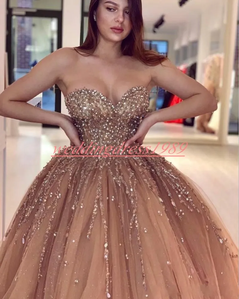 Glamorous Crystal Plus Size Discount Evening Gowns With Beaded Arabic Tulle  2019 Prom Gown For Formal Pageants And Parties From Weddingdress1989,  $139.7