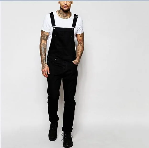 Mannen Jeans Jumpsuits Distressed Denim Bib Overalls voor Man Jarretel Broek Mode Streetwear Black Jean Pants