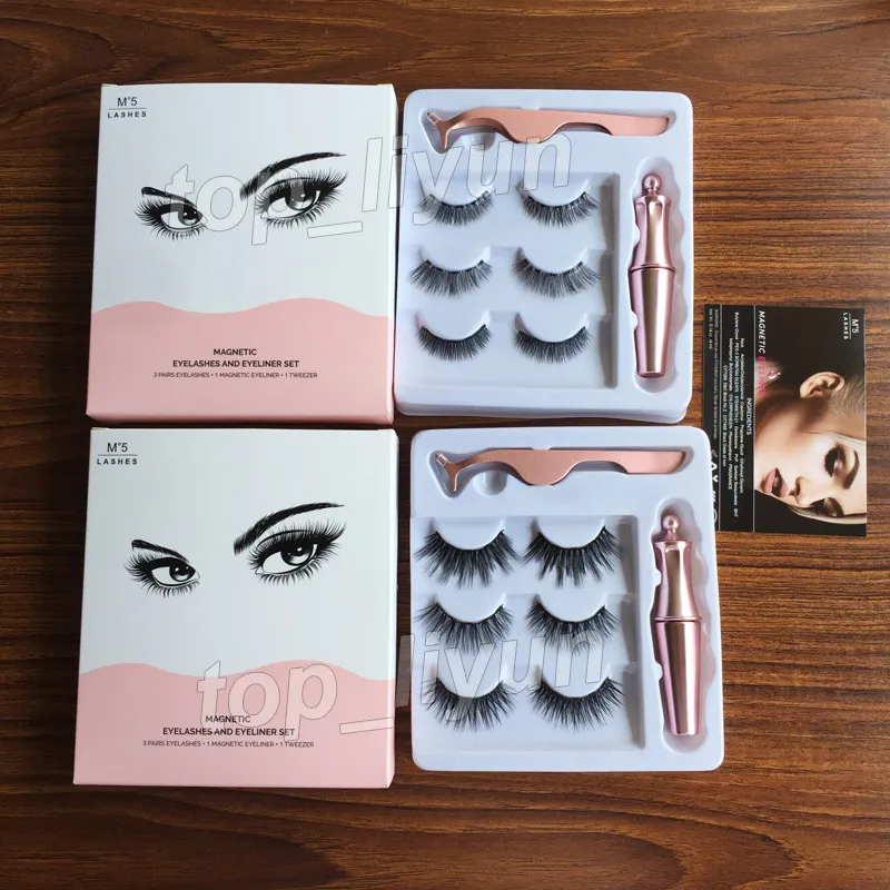 Magnetic False Eyelashes Magnetic Liquid Eyeliner Pinzette Set Hot 3 Paar Magnet False Eyelashes Set No Glue Make Up Tools kostenlos DHL