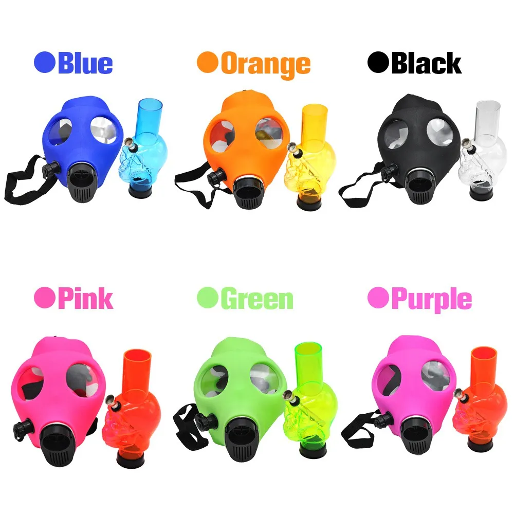 New Silicone Smoke Gas Mask Pipes Bongs Shisha Hookah Water Pipe FDA Silicone Skull Acrylic Bong Pipe Silicone Oil Rigs Smoking Pipe