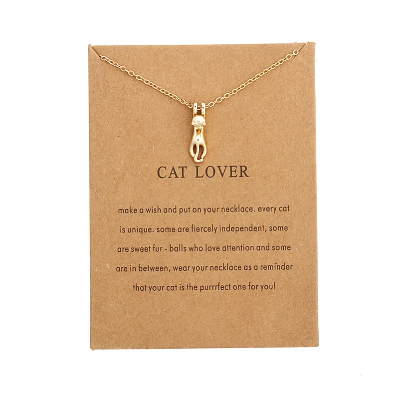 Colar bonito do amante do gato para as mulheres Charme Jóias de ouro de prata Cor de desejo Pingente Colar Gargantilha Presentes