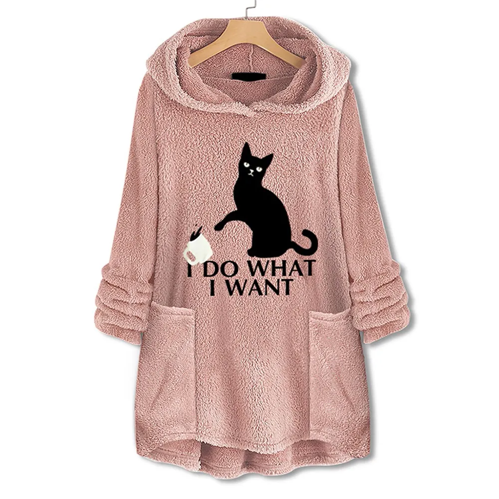 Warm fuzzy hoodies top