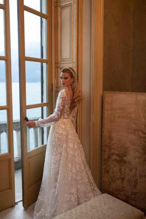 Julie Vino Beach Wedding boho wedding dress with Long...