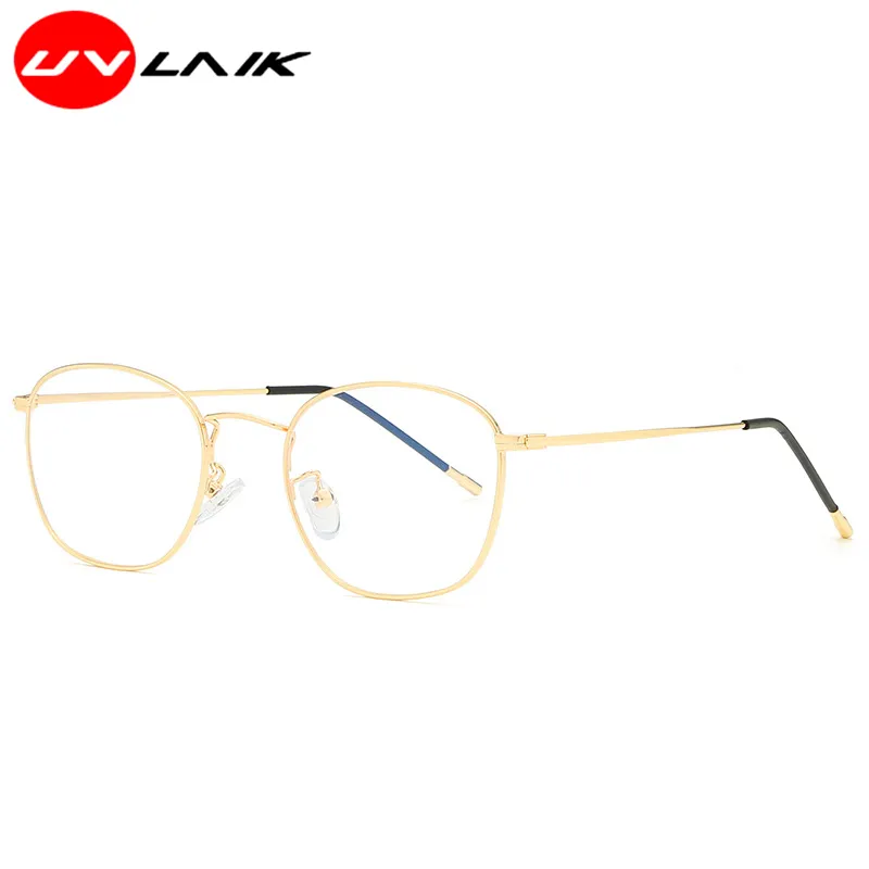 Großhandels-UVLAIK klassische optische Anti-Blau-Männer Frauen Gläser Textur Legierung Rahmen 0 Grad High-Definition-Objektiv Unisex Filter blaue Brillen