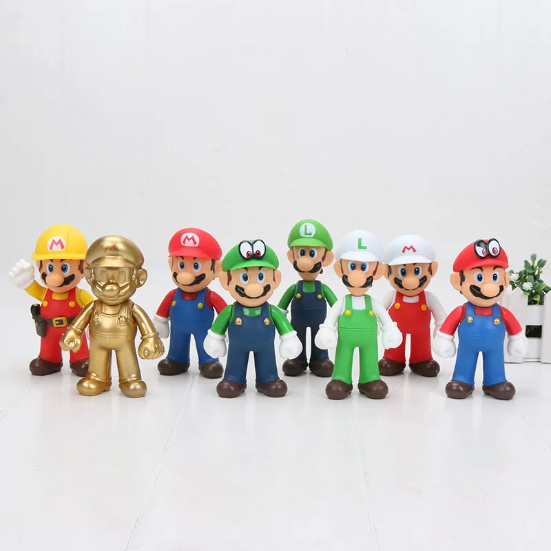 10 Cm Super Mario Figure Giocattoli Super Mario Bros Luigi Verde Cappello  Bianco Oro Mario Maker Odyssey Figure PVC Toy Dolls Da 2,99 €
