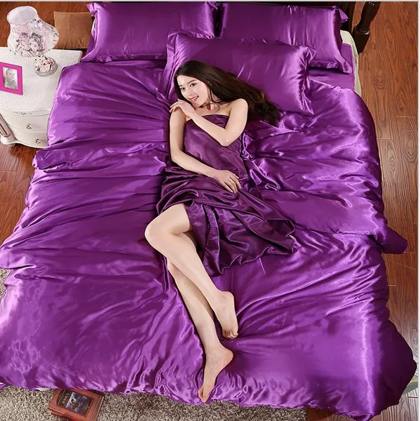 Wholesale 100% Pure Satin Silk Hot Pink Comforter Set King Size