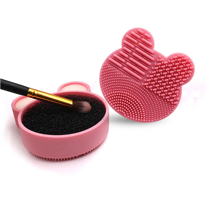 Draagbare make-upborstel nat en droog dubbel-gebruik 3 seconden Rapid Cleaning Box Makeup Borstels Spons Silicon Box Remover Make-up Tool 6 Stks