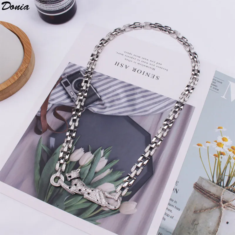 Donia Jewelry Luksus Naszyjnik europejski i amerykański moda o szerokości 8 mm Lopar Miedzik mikro-inkruk cyrkon przesadzony Designer Gift236U