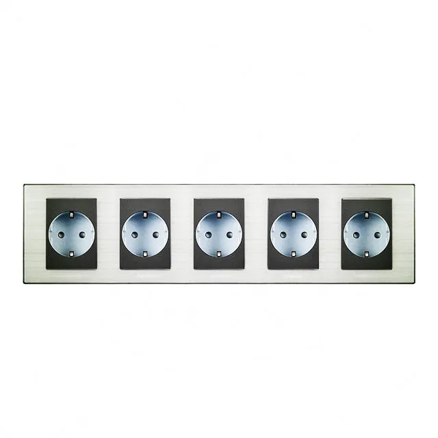 Freeshipping Wallpad Gorąca Sprzedaż 5 Gniazdo UE Luksusowe ściany Elektryczne 4 Wylot German Niemiecki Standard 16A AC110 ~ 250 V 382 * 86mm Rama Penta