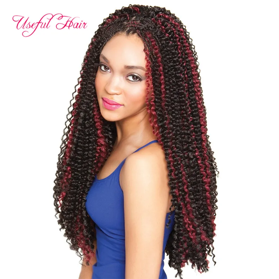 Cheveux bouclés italiens Freetress avec tissage à l'eau tressage cheveux Freetress de 18 pouces avec tissage à l'eau Cheveux marley bordeaux synthétiques