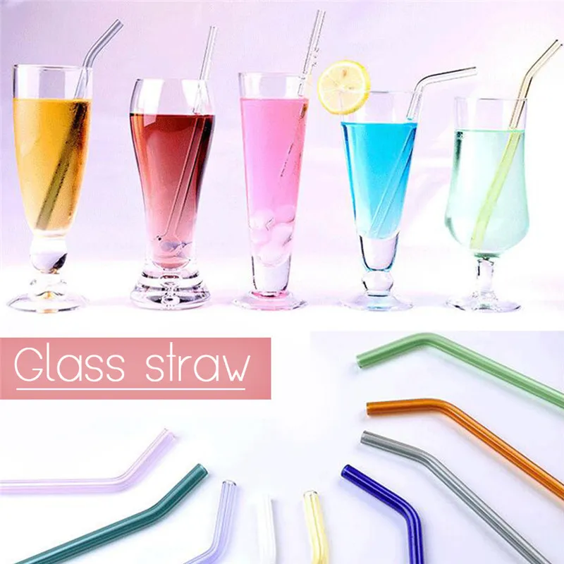 Glass Straw Reusable Straight Bend Drinking Straws Eco Borosilicate Glass Drinking Straws Wedding Birthday Party Glass Drinking Straws