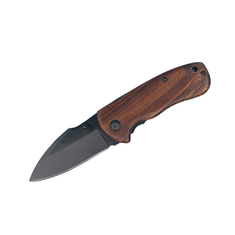 Prezzo di fabbrica Coltello pieghevole piccolo Coltello tascabile con manico in legno con lama in acciaio inossidabile 440C Attrezzi da campeggio all'aperto