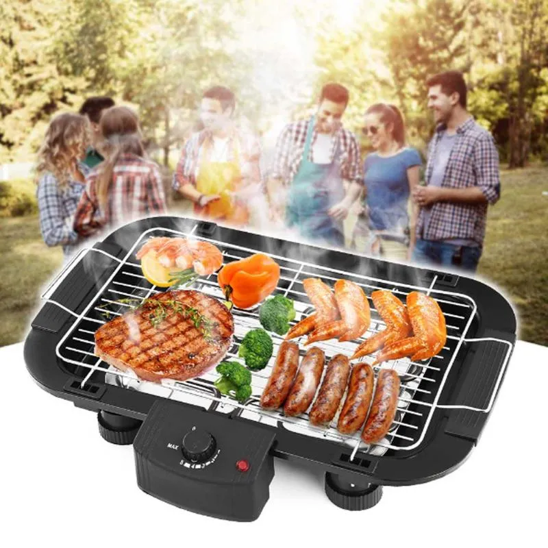 Non Stick Electric BBQ Teppanyaki Barbeque Grill Griddle EU Plug Table Top Smokeless Rustless and Durable Adjustable Temperature