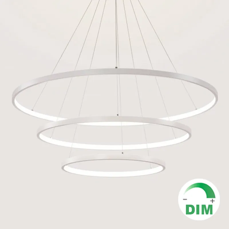 Soft light fixture stylish modern LED Pendant Lamps chandelier light white black annular circular ring hanging wire for indoor