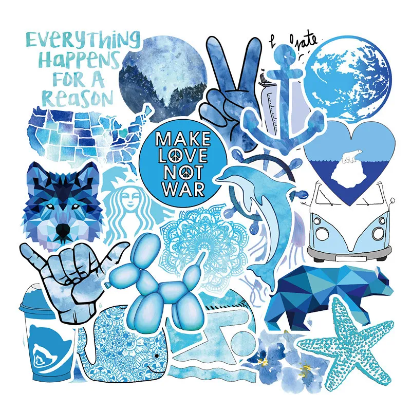 50 Blue Fresh VSCO Cute Stickers For Journal Adorable And Lovely
