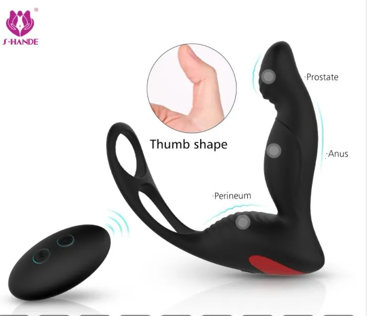 Męskie Masturbator Wibrator Anal Silikonowe Męskie Prostate Massager Stymulator Butt Plug Delay Eraculation Pierścień Dorosłych Sex Zabawki dla mężczyzn Y19062802