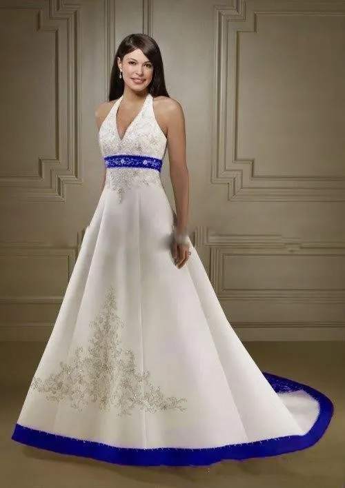 White royal blue wedding dress discount