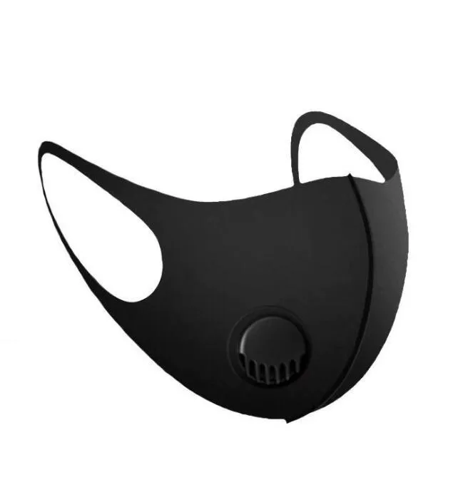 Eisseidenmaske mit Atemventil, waschbare Gesichtsmaske, wiederverwendbare Anti-Staub-Schutzmasken, schwarze Recycling-Ventilmaske, Mundbedeckung GGA3303-11