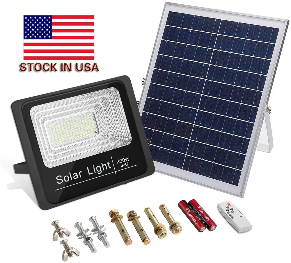 200W Solar Powered Street Flood Lights, 392 LEDs 10200 LM Outdoor Waterproof IP67 with Remote Control Security Lighting for Yard, Garden