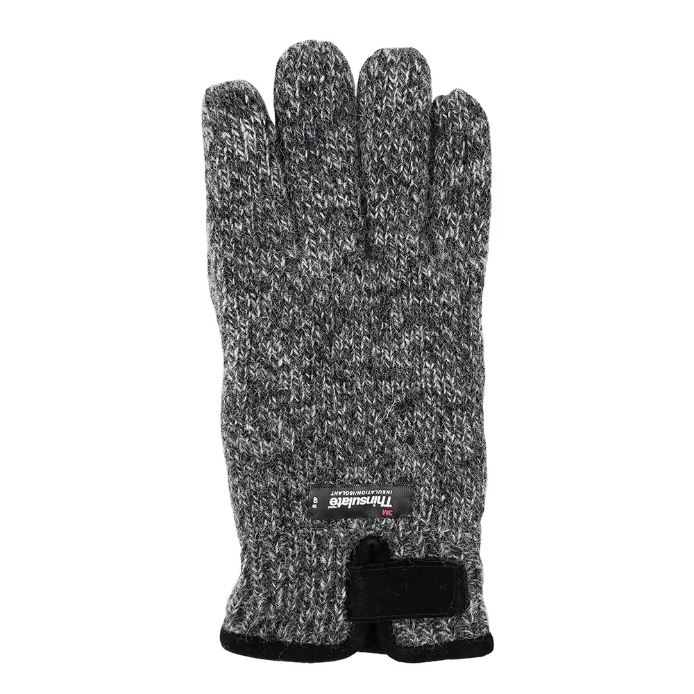 Bruceriver Gants en tricot de laine pour homme avec doublure chaude en polaire Thinsulate et paume en cuir durable CJ191225233t