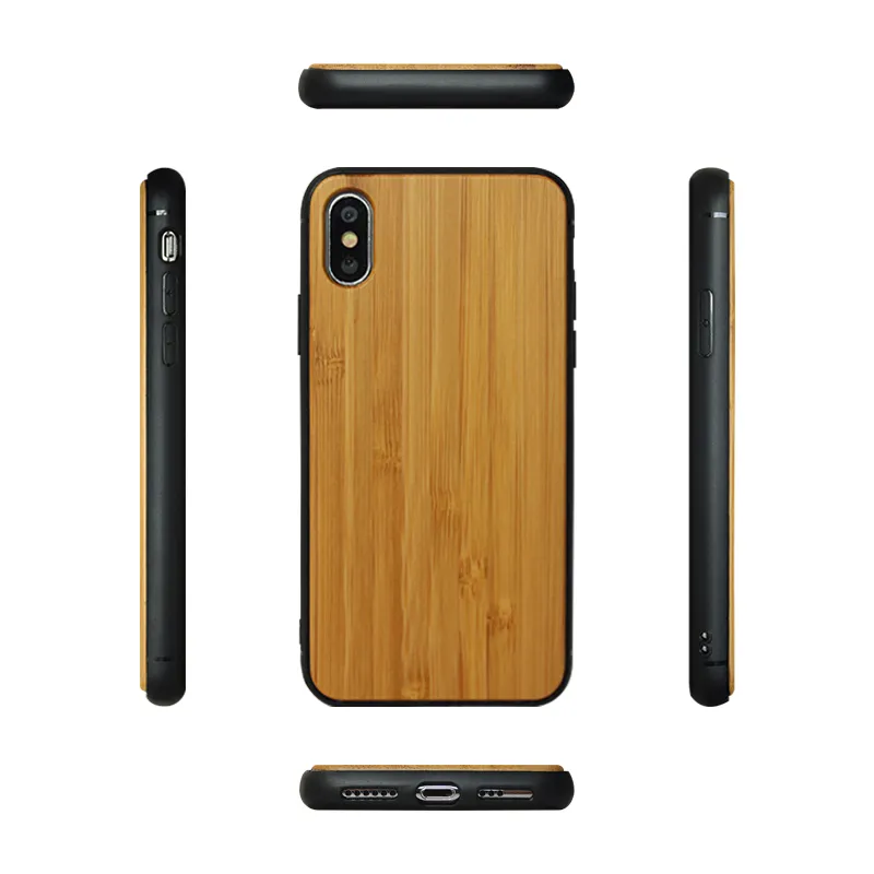 Per XR XS Xmax Custodia per cellulare in legno Natura Legno con custodia in TPU con bordo arrotondato Buona sensazione al tatto per Iphone 7 8 6s plus X Samsung S10 S10e