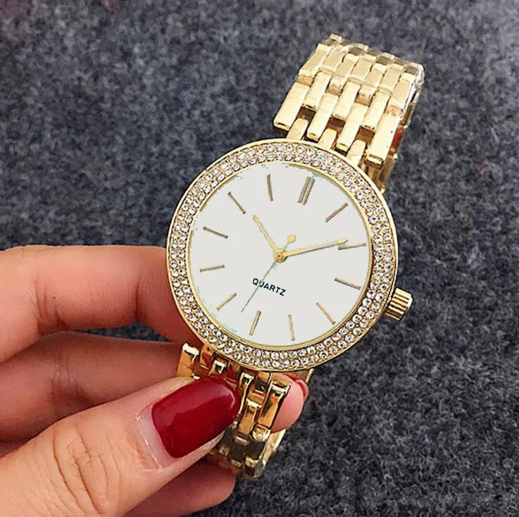 2019 New Fashion Style Women Watch Gift Steel Gold White Japan Quartz Watch Female Ladies M Women Clock Wristwatches Relojes Mujer215B