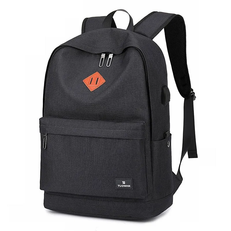 Student Backpack - Canvas School Backpack Durable Travel Laptop Backpack with USB Charging Port School Book Bag Rucksack for Men&Women