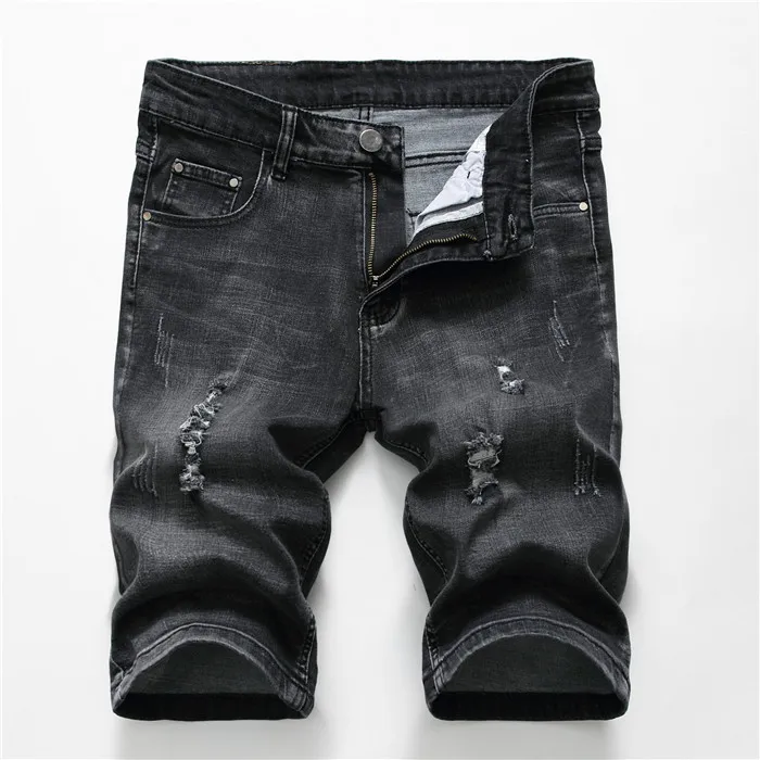 남성 구멍 짧은 청바지 반바지 남자 레트로 데님 망 코튼 반바지 여름 Bermuda Streetwear Pantalones Cortos Hombre