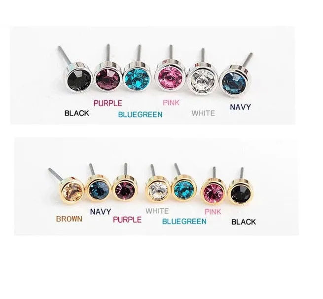 Oreille Boucles D'oreilles Charm Shinny Strass Boucle D'oreille Bijoux Accessoires Multicolore Simple Cristal Autrichien Or Argent Boucles D'oreilles 5mm