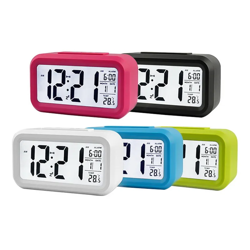 Horloges numériques de bureau pièce intérieure LCD compteur électronique de température et d'humidité thermomètre numérique hygromètre Station météo réveil chaud