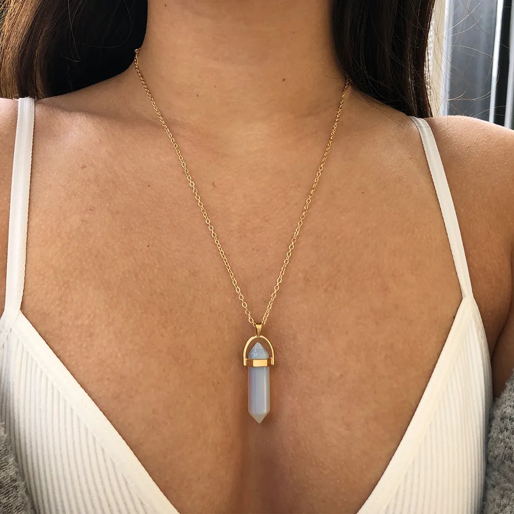 Hexagonal on sale crystal pendant