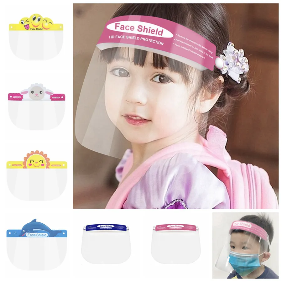 Kids Children Safety Faceshield Transparent Full Face Cover Protective Film Tool Anti-fog Face Shield Designer Masks 300pcs RRA3278