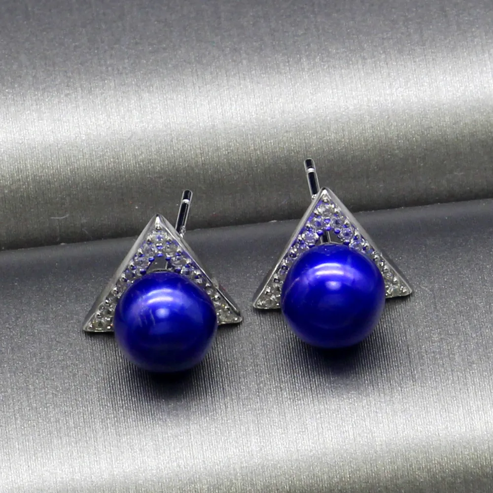 Pendientes de perlas de agua dulce para mujer, conjunto de plata 925, pendientes de perlas de circón, joyería de perlas de plata de ley a la moda DIY