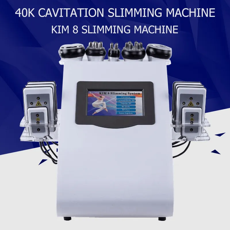 6 I 1 Ultraljud Cavitation Machine 40K Ultraljud Cavitation Lipolaser RF Vaccum Slimming Body Weight Minska Lipo Contouring Equipment