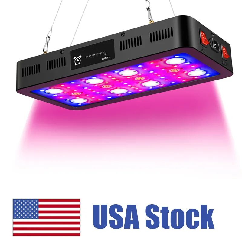 2400W Timming LED Grow Lights , Full Spectrum LED Grow Light with VEG and BLOOM Switches with Thermometer Humidity Monitor and Daisy Chain