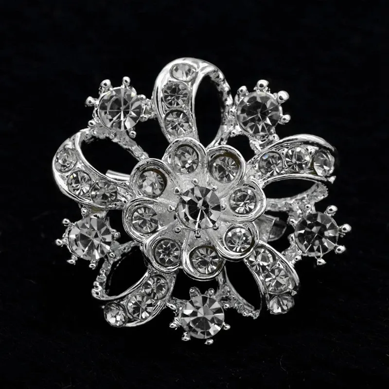 Spilla piccola stella marina da 1,35 pollici con cristalli di strass trasparenti Spilla da sposa tono argento scintillante