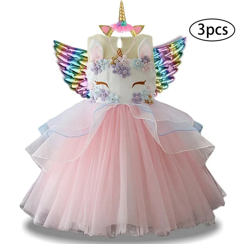 Christmas Girls Dress Costumn Rainbow Unicorn Dress For Girls Princess Dress Baby Kids Clothes Birthday Party Vestidos 2 6 10 Y