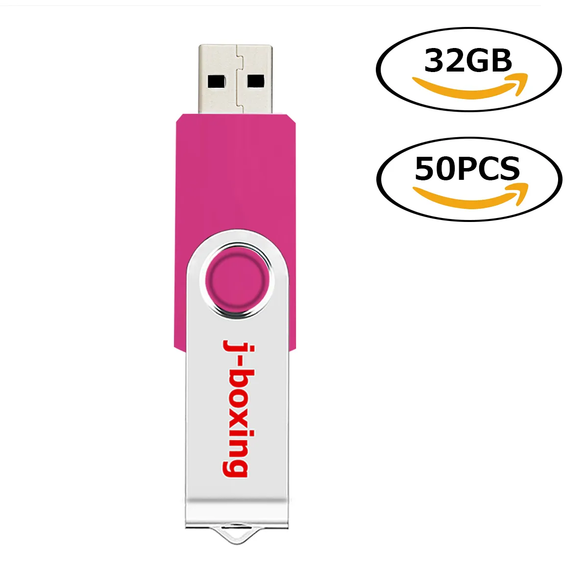 Rosa rotierender 32 GB USB 2.0-Flash-Laufwerk, 50 Stück, drehbarer Metall-Flash-Speicherstick, 32 GB, Daumen-Stift-Laufwerke, Speicher für Computer, Laptop, Tablet