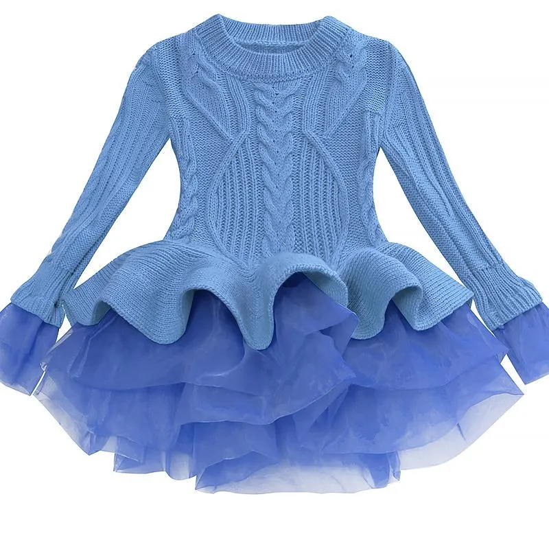 Bibihou Girl Vestido de invierno Fashion Spring Autumn Princess Girl Sweater de manga larga Tutu Tutu Vestidos de Navidad para niña Y190515