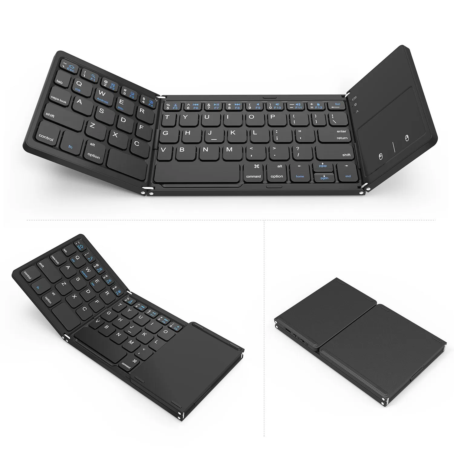 Portátil Mini Teclados Dobráveis ​​Bluetooth Teclado Sem Fio Com Touchpad Mouse para Windows, Android, Ios, Tablet ipad, Telefone