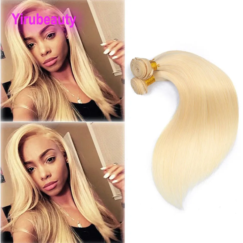 Peruaans onbewerkte menselijk haar 2 bundels zijdeachtige rechte dubbele inslag 613 blond licht kleur af te klemmen 2 stuks/lot 10-30 inch