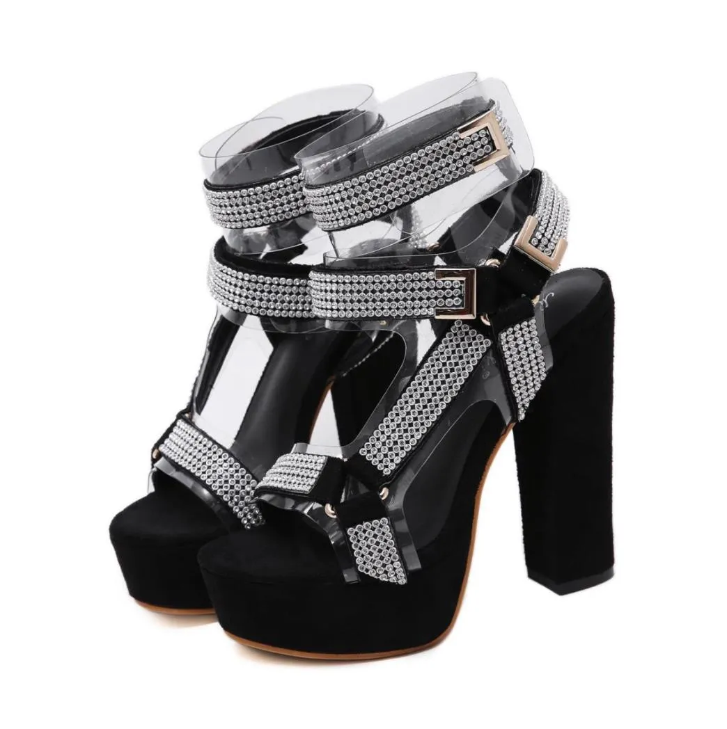 avec boîte 14cm brillant noir or talon épais bride à la cheville escarpins de créateurs de mode chaussures de créateurs de luxe pour femmes