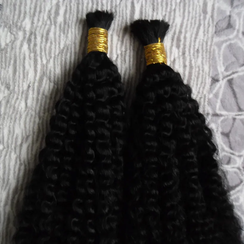 human braiding hair bulk 2 Pcs no weft human hair bulk for braiding 200G afro kinky curly hair bulk