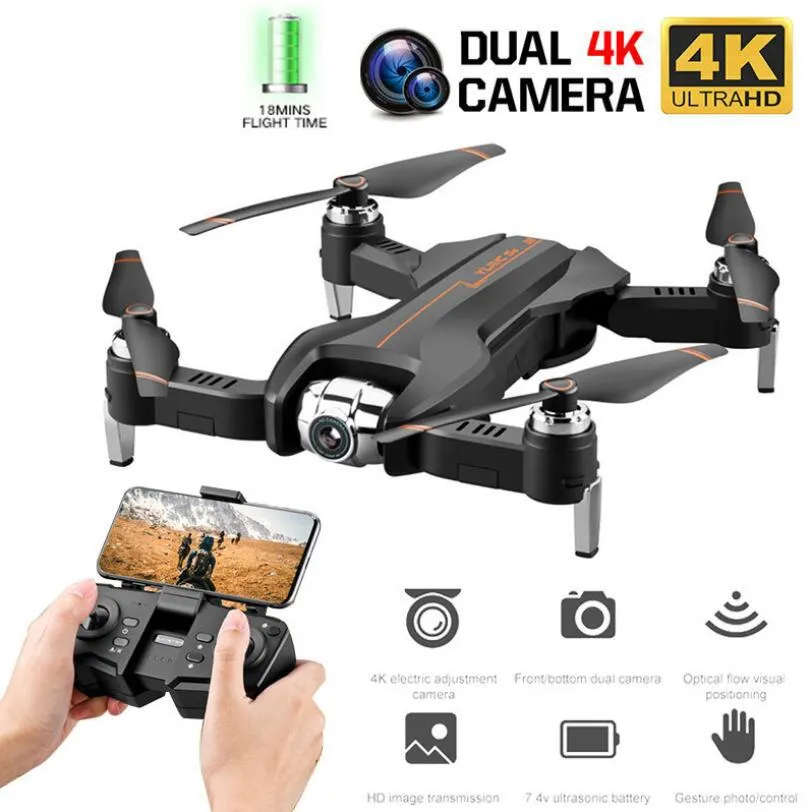 Hot Drone Camera Drone Dual Lens Drone 4K 1080P WiFi Flusso ottico Pieghevole Pieghevole HD Elettrico regolabile Aerial Quadcopter S5 Grones Aereo