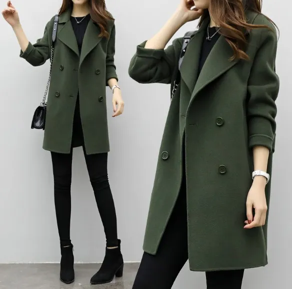 Elegant Slim Wool Blend Womens Long Sleeve Coats And Jackets With Turn Down  Collar For Casual Autumn/Winter Wear From Blueberry11, $15.64