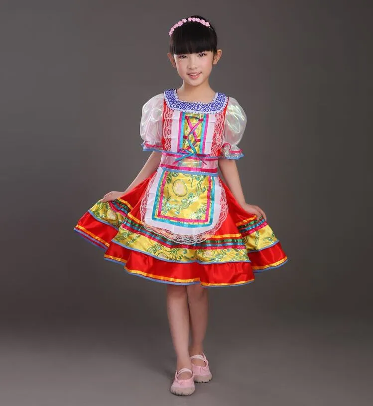 Vêtements ethniques Filles russes Costume de danse traditionnelle classique Coupe Kawaii Princess Stage Robes Performance pour les enfants 09