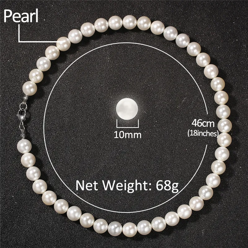 Buy WMISIY Pearl Necklace for Men,6mm White Mens Pearl Necklace,16