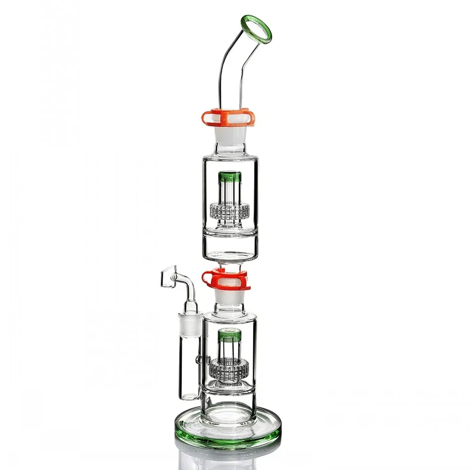 Base de bécher Bong Dabber Bongs à eau en verre narguilés Perc conduites d'eau en verre recycleur plates-formes pétrolières barboteur avec Joint de 18mm 17,7 pouces